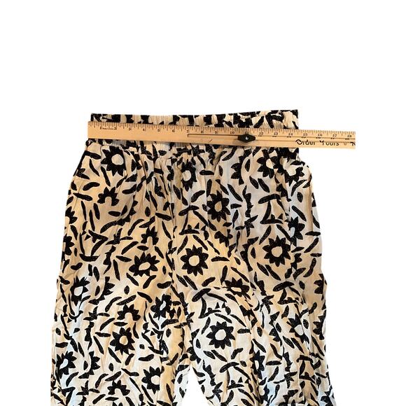 Christian Siriano New York Wide Leg Linen Pants Floral White/Black Size L NWT - Picture 3 of 4